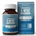 L Methylfolát 7, 5 mg plus methyl B12 - Aktivní 5-MTHF formulář, MTHFR dodatek - Bloodstream Ready Methylovaný folát + B12 Kofaktor - Podporuje mood, Homocystein Methylace, Kognitivní (60 Kapsle)