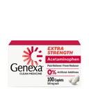 Genexa Clean Acetaminophen 500mg Extra Strength, Barvy Free Pain Reliever Fever Reducer, 0% Umělé přísady, Pain Medicine pro dospělé, Zmírňuje bolest hlavy, Bolest zad, Menší artritida Bolest, 100 tablet