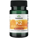 Swanson Vitamin K2 (Menaquinone- 7) - vitamin dodatek podporující kardiovaskulární a kostní zdraví - Vyrobeno z japonského Natto pomoci regulovat vápník - (30 Softgels, 100mcg každý)
