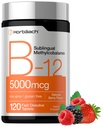 Horbäach B12 Vitamin 5000 mcg colum124; 120 Fast Disolution Tablet CLAS124; Sublingual Methylkobalamin CLAS124; Vegetarian, Non- GMO & gluten zdarma dodatek