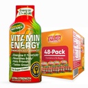 Vitamin Energy Imunní + Extra Síla Energy Shot Fruit Punch 48 Pack, 260mg přírodní kofein, B-Vitamíny, Citicolin, Green Tea, Imunity & Focus Support, Nulový cukr, gluten- Free 1.93 fl oz