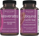 Reserved Beauty, Resveratrol 250 mg, Antioxidant dodatek pro srdce a buněčné zdraví 30 Caps & Ubiquinol CoQ10 Stat - Podpora pro kardiovaskulární systém, energetické hladiny a buněčné zdraví - 30