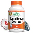 Botanická volba Super Boron Complex (3mg) - Promotes Bone & Prostate Health by Metabolizing Calcium & Magnesium - 3 formy boru pro muže a ženy (90 Kapsle)