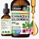 BIO KRAUTER Echinacea and Goldenseal Root Liquid Extract - Natural Immunication Support - Echinacea Drops with Goldenseal - Vegan, Alkohol & Cukr zdarma tinktura - 2 Fl.Oz.