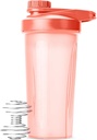 Pan Pen- Shaker Lahev pro proteinové směsi, 28 oz, Coral Pink With Twist Cap and Wire Whisk Ball, Mixer Cup for Shakes
