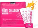 Tekutý kolagen pro ženy, 10000mcg Biotin, 8000mg Multi typ kolagen Peptidy, Hyaluronová kyselina, vitamín C, kůže, hřebík, dodatek k vlasům, Orange Flavor, 10 Fl oz. (1 balení, Orange)