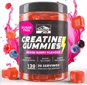 KP KCreatine Monohydrát Gummies Mixed Berry pro muže a ženy, 100% Creatine Mixed Berry Gummies, 5g na Serving + Vegan, Sugar Free, MixBerry + Síla, Energie, Muscle & Booty Gain - 120 Počet