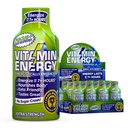 Vitamin Energy Focus + Extra Síla Energy Shot Blue Raspberry 12 Pack, 260mg přírodní kofein, B-vitaminy, CoQ10, aminokyseliny, Focus, Productivity & Clarity, Nulový cukr, gluten- Free, 1.93 fl oz
