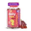 Squiggles Kids Daily Iron + Gummies - Žvýkací doplněk se železem, Multivitamin pro děti, Nízký cukr, Vegan, Taddler Gummies, Yummy Grape Flavor (100 Počet)