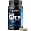Saw Palmetto 500mg a L- Arginine 500 mg - Prostate Health and Nitric Oxide Supplementary for Men - 60 Count - Podpora a vytrvalost pro aktivní muže - Vegan, Non- GMO, 1 měsíční dodávka