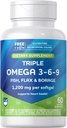 Rite Aid Triple Omega 3, 6, 9 Softgels - 60 Count Fish Oil na podporu zdravé srdce, DHA a EPA, Lněná semena a Brutnákový olej