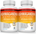Organické Ashwagandha Root Powder Pills 1950 Mg s Black Pepper Extract - čistý přírodní Ashwagandha dodatek, podpůrná energie, pro muže ženy, 60 Kapsle
