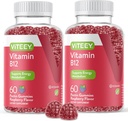 Viteey Vitamin B12 Gummies - Kognitivní podpora a energie Gummies - Vegan, želatina zdarma, gluten zdarma - 60 Počet