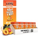 Nutriční vzory LPS tekutý kolagen & syrovátka doplněk - Non- GMO nápoj, Sugar- Free - Podporuje zdravou pleť & vlasy pro muže a ženy, Peach Mango, Single Serve (100 Packets)