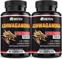 BETHEN Ashwagandha Kapsle - 7550mg Formule pilulky s Black Pepper Extract - 90 Kapsle Ashwagandha Dodatek pro podporu energie - 3 Měsíční dodávky (Balení po 2)