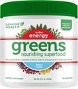 Genuine Zdraví Zelené + Extra Energy Superfood Powder, Poskytuje okamžitý Energy Boost & Podporuje Gut zdraví, Vanilla Ochucené, 30 Služeb