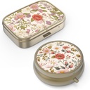 Pill Pořadatel Pill Box se zrcadlem Retro Malé Pill Pouzdro pro Purse nebo Pocket Bronze Pill Box nebo Vitamíny, Rybí olej, doplňky, Pill Containe Cestovní dárky