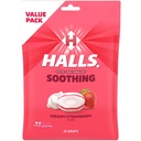 HALLS Throat Soothing (dříve HALLS Breezers) Creamy Strawberry Throat Drops, Economy Pack, 70 Drops