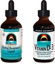 Zdroj Natural Tekuté doplňky, Bylinná rezistence a 2000 iu Vitamin D-3-4 oz Lahve