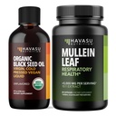 HVASU NUTRITION Organic Black Seed Oil Liquid + Mullein Leaf Kapsle Bundle