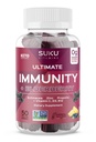 Suku Vitamíny - Ultimate Immunity - Elderberry Echinacea a Propolis Gummies for Immunication Support, Easy to Chew - Non GMO, gluten Sugar Free - Granátová limetka ochucená Gummy Vitamíny, 50 Počet