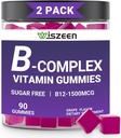 Sugar Free Vitamin B Complex Gummies with Vitamin C, Methylovaný B Complex Vitamíny pro ženy, muže a dospělé - B12, B1, B2, B3, B5, B6, B7, B9 - Vitamin B Complex Complex Supplement for Energy Immunical Supplementary