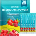 Electrolytes Powder Packets, 30 Sticks Hydration Packets Sugar Free, Electrolyte Drink Mix Přenosný Electrolyte Packets for Rapid Hydration, 0 Cukr & 0 Calorie, Jahoda & Malina Flavor