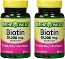 Jarní údolí 10000mcg Biotin se 100mg Keratin dietní dodatek, 60 Počet (balení po 2)