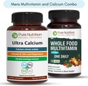 Čistá výživa Ultra vápník 1000mg a celé potraviny Mens Multivitamins 1500mg pro zdravé kosti, spony a celkové wellness. Ultra vápník 90 Tabs + Mens Multivitamins 60 Tabs.