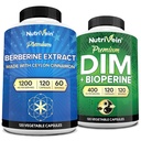 Nutriční Premium DIM & Berberine Supplement Bundle: High- Absorpce Berberine & DIM dodatek s bioperine - pro hormonální rovnováhu, stravitelnost, metabolismus, & Celkově Wellness