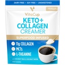 VitaCup Keto + Collagen Coffee Creamer Vanilla Flavor s MCT, kolagen protein, kokosová voda, L- Theanine pro Keto Diet, Použití v kávě, Smoothies, & Shakes, Dairy-Free, gluten- Free, Soy- Free, 10oz