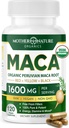 Mateřská příroda Ekologické Maca kořenové kapsle - 1600mg, 120 Vegan Kapsle - non GMO peruánské žluté, červené a černé Maca pro muže a ženy - Energie, Hormon, Brain & Weight Well- Being