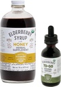 Herbal dodatek Starter Set - 16oz láhev Elderberry Syrup s medem & a 2oz láhev Elderberry to- Seasonal Support Vyrobeno pouze z organických složek v USA