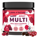 Llama Naturals Multivitamin pro ženy a muže, Vegan, Organic Gummies with Vitamin D, C and K, Dospělí Real Fruit Gummy Vitamíny, Žvýkací Multivitamin Dodatek, No Add Cugar Cane, Cherry, 120 Ct