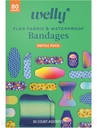 Welly Bandage Family Pack 124; Lepivé flexibilní Fabric & Waterproof Bandages 124; Tříděné tvary a vzory pro drobné kusy, škrabky a zranění - 80 Počet