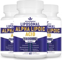 Lipozomální alfa kyselina lipoová 1600mg na servírování, ALA dodatek pro antioxidant zdraví, energie a amoxism- gluten zdarma & non GMO 180 Kapsle