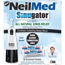 NeilMed Sinugator Bezšňůrový Pulsating Nasal zavlažovač (Dual Speed) s 30 Premixed Packets a 3 AA baterie - černá (balení po 1)