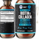 HERBIFY Kolagen a biotinové kapalné kapky - Rychlejší Absorpční dodatek pro růst vlasů a silnější nehty - Vlasové kůže a nehty Vitamíny pro ženy a muže - B7 dodatek - Made in USA