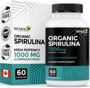 Reew Actives Organic Spirulina 1000MG / 2 Kapsle - Superfood for Men & Women - Podporuje energii, Wellness & imunitní funkce - Bohaté na antioxidanty a výživné látky - Made in Canada - 60 Kapsle