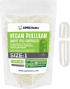 XPRS Nutra Velikost 1 Pullulan Prázdné kapsle - 100 Hrabě čisté štítky Plantcaps Čiré prázdné Veganské kapsle - Premium Vegetariánské pilulky - Do- It- Yourself Zeleninové kapsle Plnění
