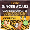 Ginger Roars - 60 Energy Gummies - Vegan Caffeine Chews Each 33mg, Made with a Tasty, Natural Fiery Kick for Improved running, Cyklistika, Preworking & Focus.