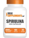 BulkSupplements.com Spirulina Kapsle - Green Superfood Dodatek, Spirulina dodatek - Vegan, 6 Kapsle per Serving, 180 Počet (Balení 1)