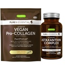 Vegan Vanilla Collagen Protein Powder + Astaxanthin Complex Vegan Bundle, Collagen Booing Formule + Natural 4mg H. Pluvialis Astaxanthin pro vlasy, kůži a nehty, od Igennus