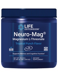 Life Extension Neuro- Mag Magnesium L- Threonat Powder (Tropical Punch) - Ultra- Absorbovatelné hořčík - Podporuje paměť, soustředění, kognitivní funkce a mood - Gluten free, Non- GMO, Vegetarian (30 Služeb)