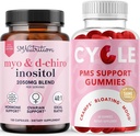 SMNutrition PMS Support Gummies & Myo-Inositol & D-Chiro Inositol CLAS124; Hormon Balancing Bundle s 40: 1 Poměr Inositol dodatek (30 Služeb) a Herbal Cycle Support Gummies pro ženy (30 Služeb)