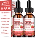 (2 Pack) Glycinát hořečnatý Tekuté kapky w / 1500mg Glycinát hořečnatý, Taurát, Malate, Citrát, vápník plus draslík pro Nerve, kosti, srdce zdraví a energie Zzz -vysoká absorpce - Raspberry Flavor