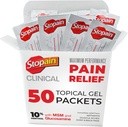 Stopain Pain Relief Clinical Gel Packets, USA Made, Max Strength Fast Acting with MSM, Glucosamine, Menthol for Artritis, Lower Back Sciatica, Knee, Neck HSA FSA Topical Analogic Products, 50 Pack