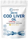 Cod Jaterní olej 2,000mg per serving, 360 Softgels current 124; Bezdrátové citrónové ochucené - bohaté na Omega 3, Vitamíny A & D3, EPA, DHA current 124; Wild Caught Arctic Deep Sea Fish current 124; srdce, mozek, a imunitní doplněk