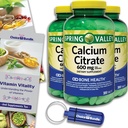 Jarní údolí vápníku Citrát Tablety Dietní dodatek 600 mg 300 Ct 3 pk Choice Bundle (900 Celkem) + vitamin průvodce & Pill kontejner (5 položek)!