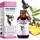 Kolagen pro psy, tekutý kolagen pro psy, pes tekutý kolagen kapky, kolagen s biotin, MSM & Ginger léčba pro psy, kůže a kabát doplněk pro psy, pes kolagen 60 ml